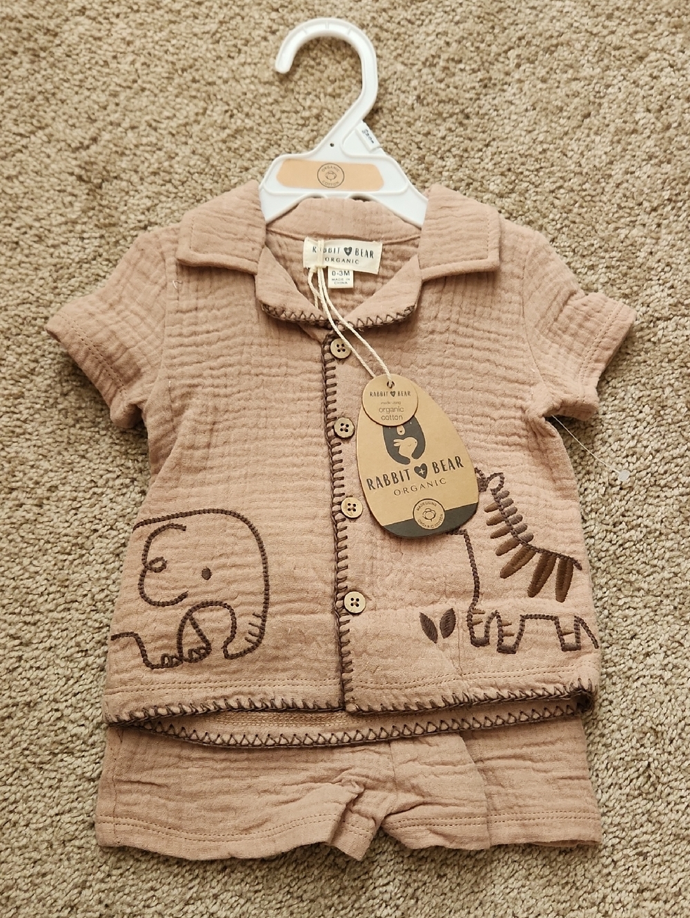Rabbit & Bear Organic Baby Two-Piece Set - Dusty Rose